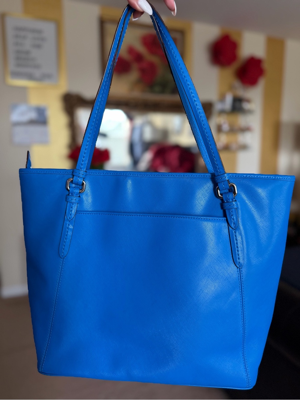 π Coach City Tote F27849 Bright Blue Saffiano Leather Shoulder Bag π - Picture 15 of 16